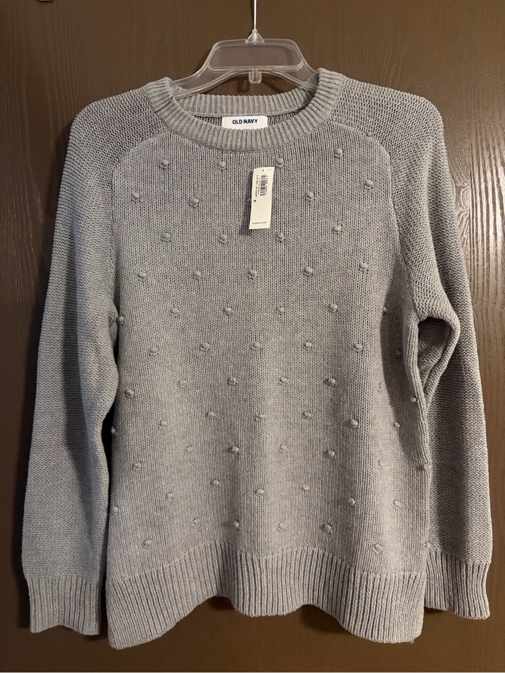 Old Navy Light Gray Pom-Pom Crewneck Sweater